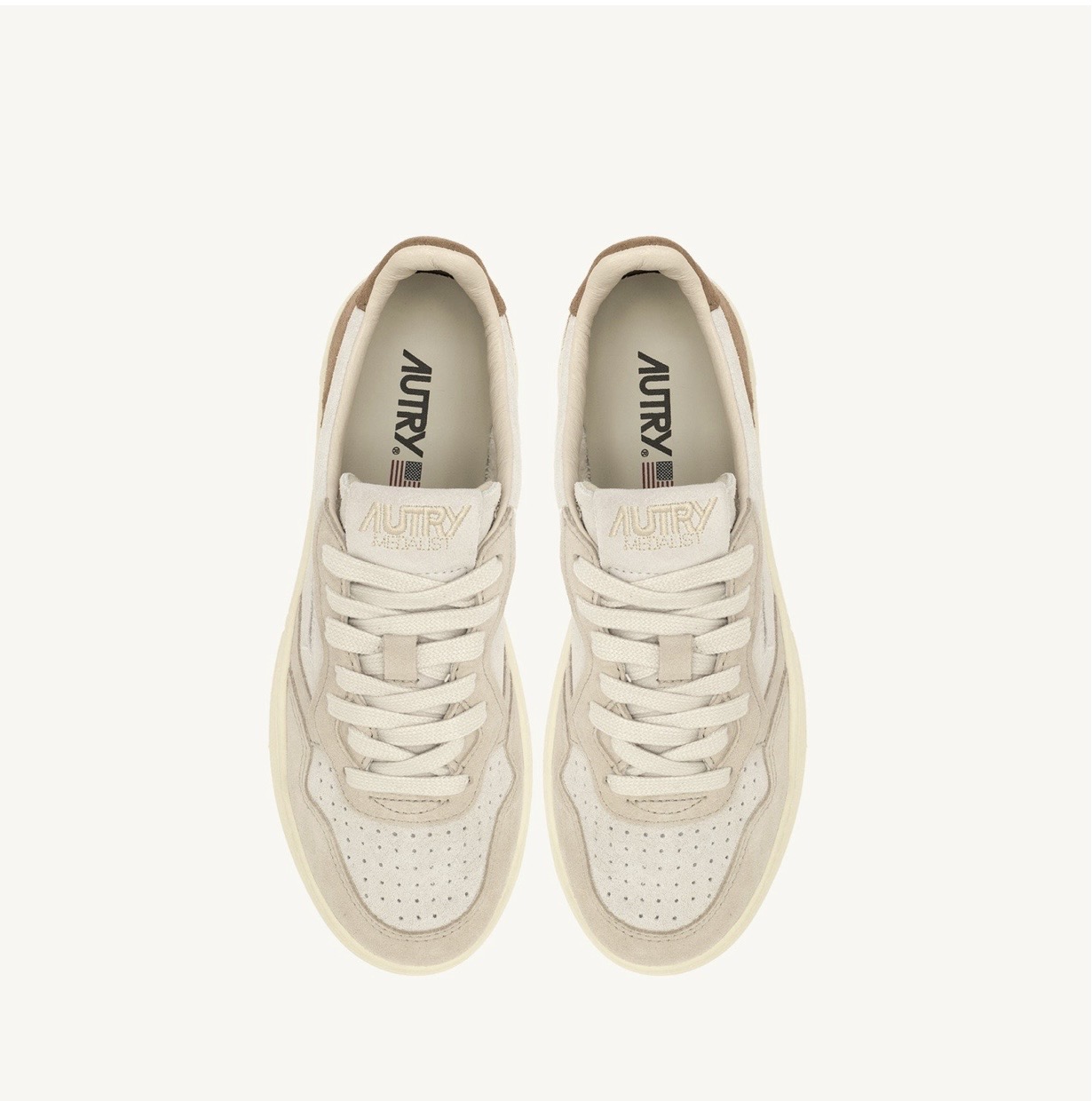 MEDALIST LOW TRICOLOR SNEAKERS IN SAND AND CIGAR SUEDE – תמונה 4