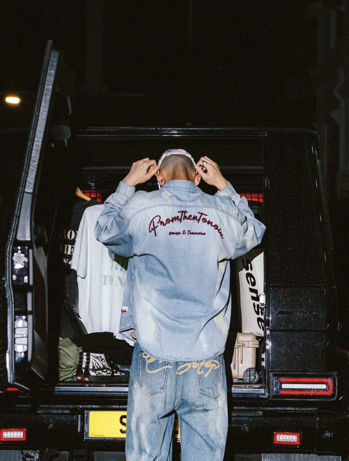 Ageing Wash Denim Shirt Blue – תמונה 4