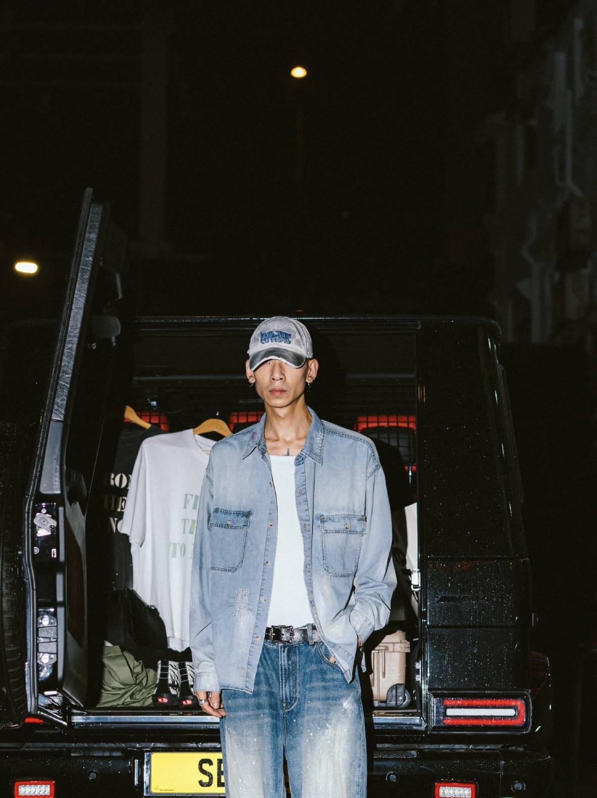 Ageing Wash Denim Shirt Blue – תמונה 3