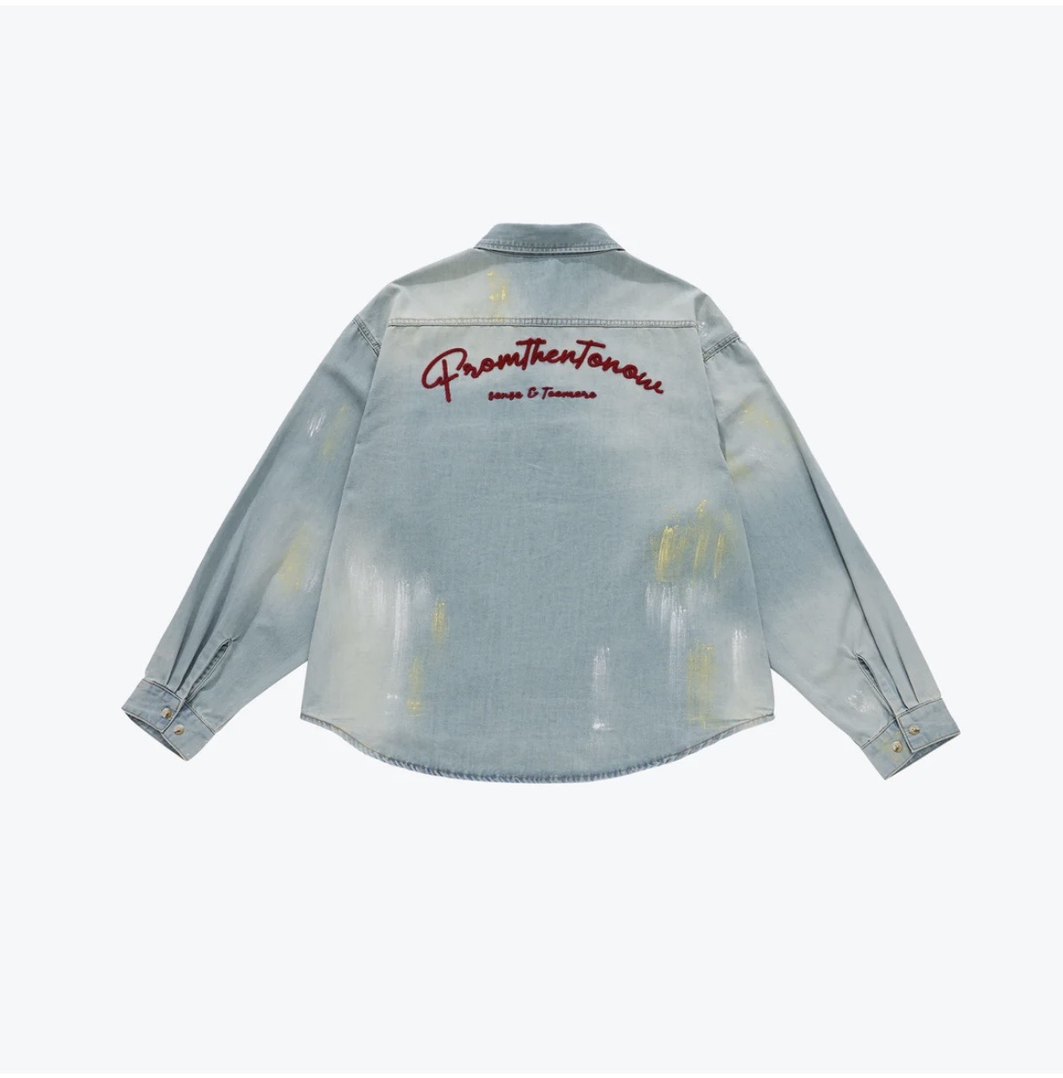 Ageing Wash Denim Shirt Blue – תמונה 2