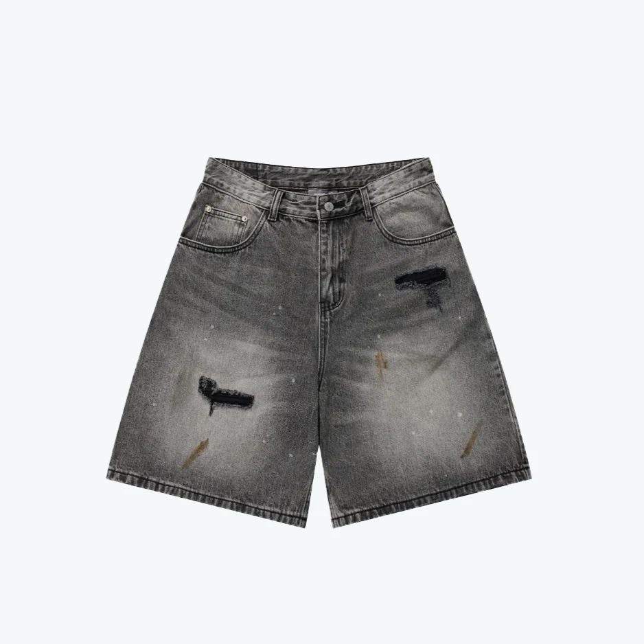 Destroy Wash Denim Shorts Black