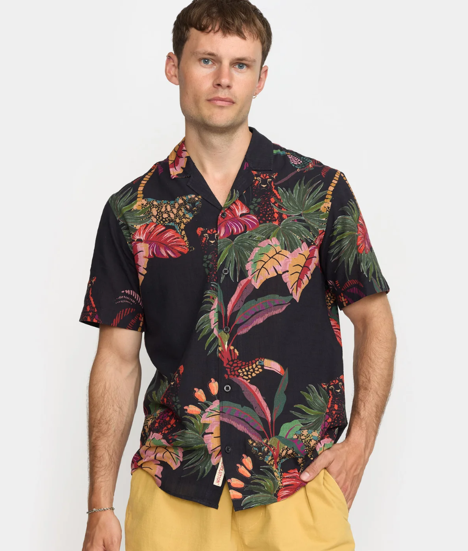 Short-sleeved Cuban Shirt / 3167 - Black